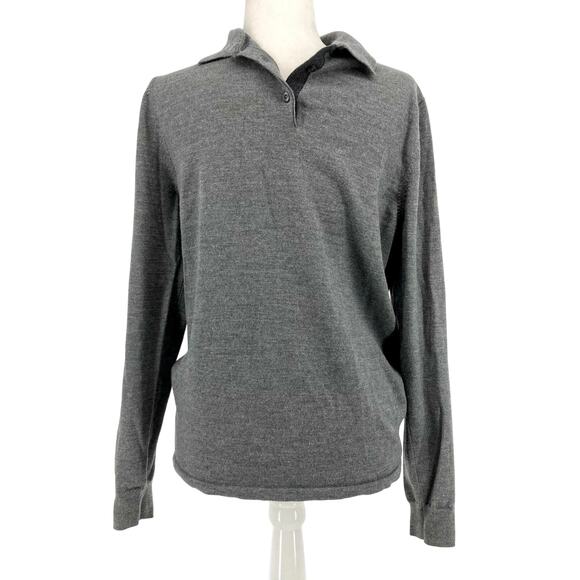 Nordstrom Mens M Gray 100% Merino Wool Button Collar Sweater - Picture 1 of 6